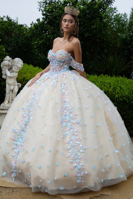 3D Floral Sweetheart Ball Gown by Elizabeth K GL3504