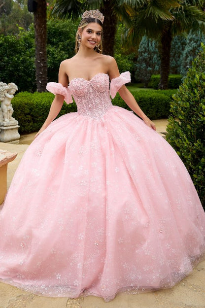 Sweetheart Glitter Bodice Quinceanera Dress by Elizabeth K GL3505