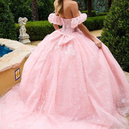 Sweetheart Glitter Bodice Quinceanera Dress by Elizabeth K GL3505