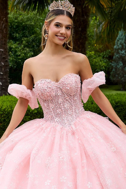 Sweetheart Glitter Bodice Quinceanera Dress by Elizabeth K GL3505