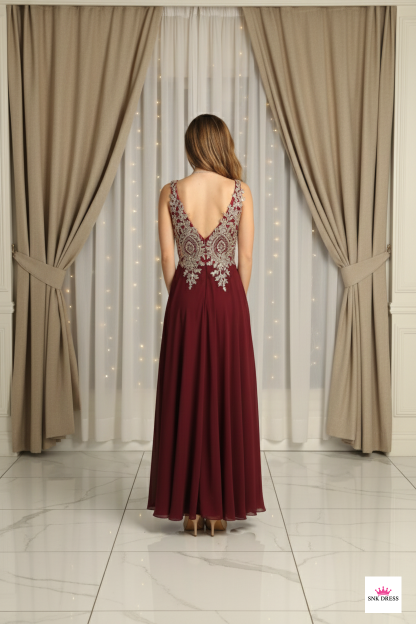 V-Neck Chiffon Evening Dress by Chica DM400669