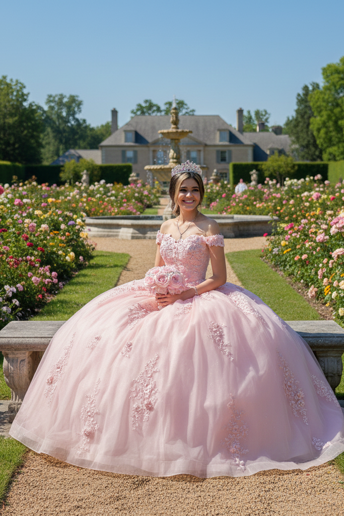 Shimmering quinceanera ball gown by Joy Collection style 10280 | www.snkdress.com