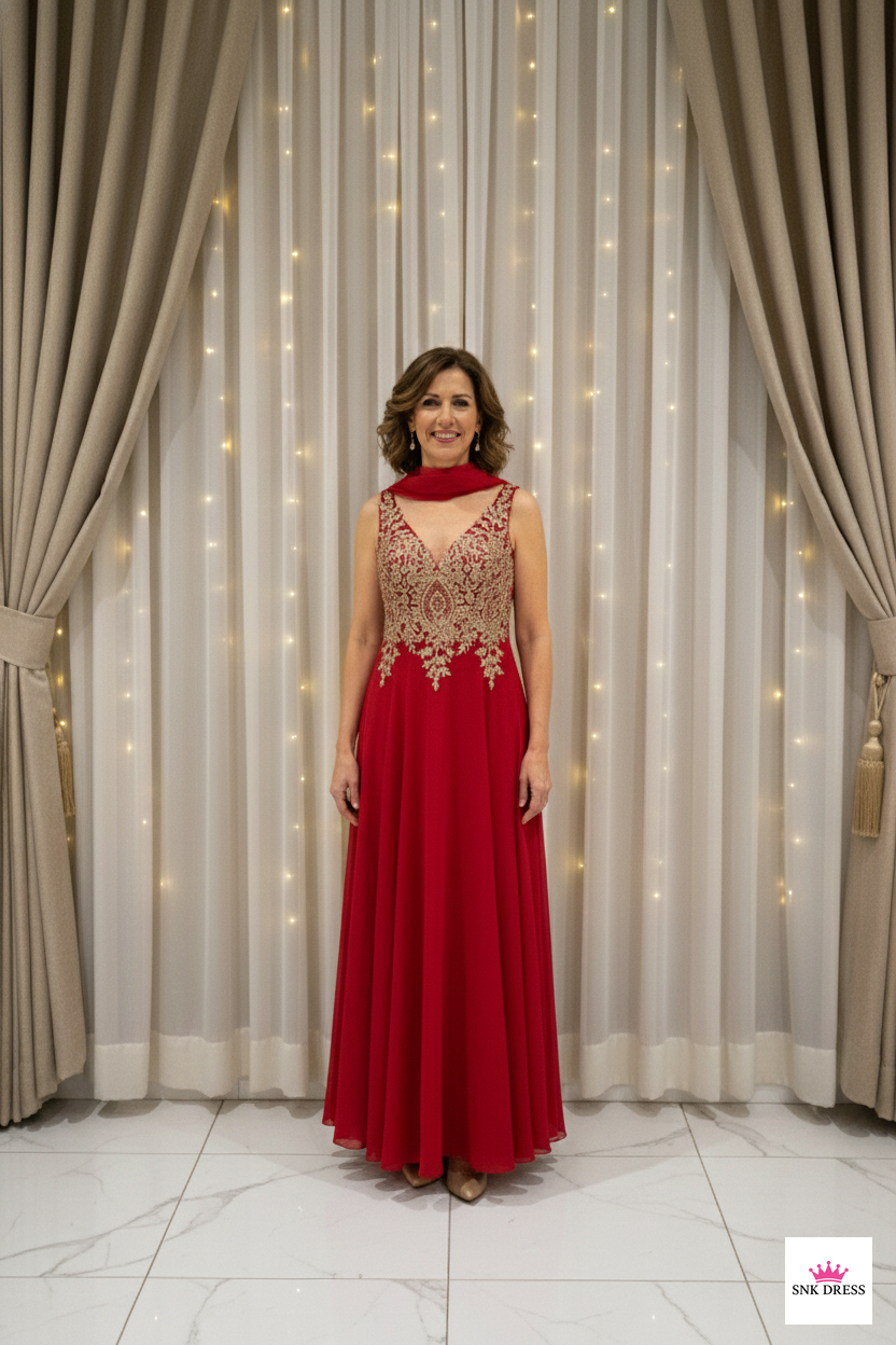 V-Neck Chiffon Evening Dress by Chica DM400669