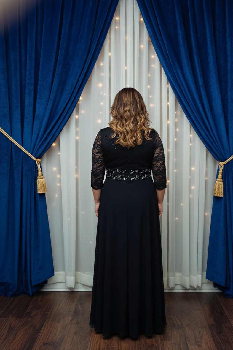 Formal dress in Dusty blue, Silver, Black, Burgundy, Champagne, D.rose, Eucalyptus, Ivory, Mint, Red, Royal, White by Cindy Collection style 1608 | www.snkdress.com