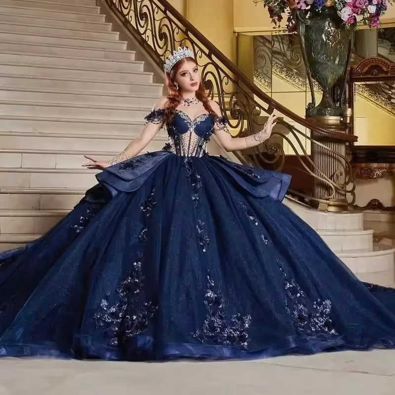 Off-Shoulder Corset Quinceañera Gown by SNKDRESS CC3132372