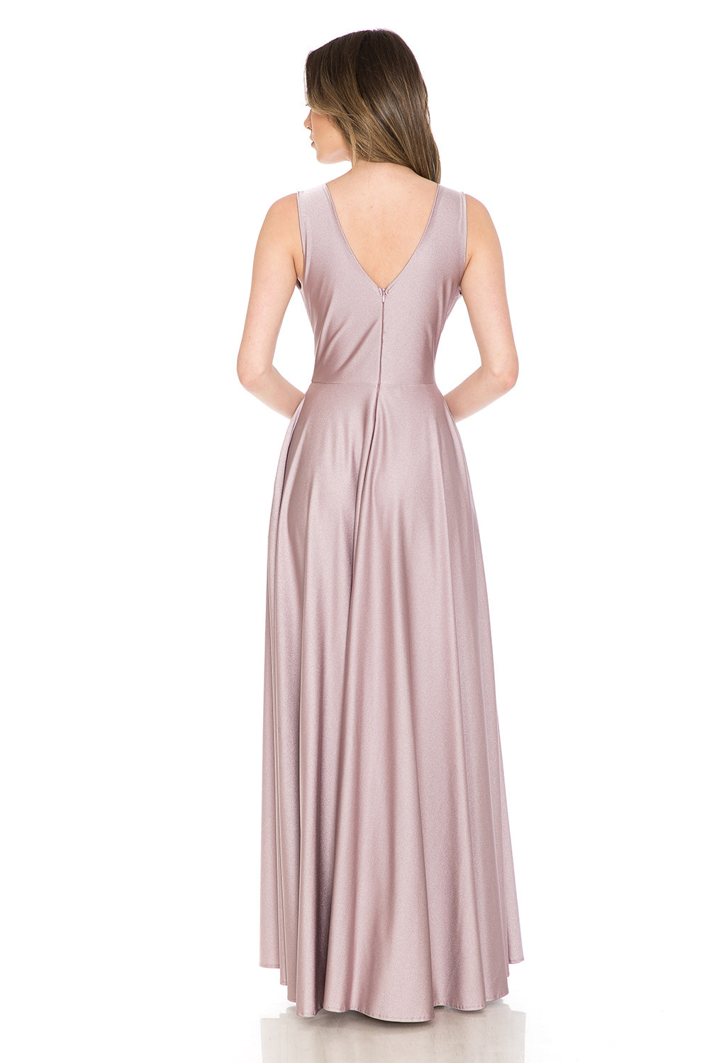 V-Neck Empire Ruched Pocketed Formal Dress by Lenovia 5232
