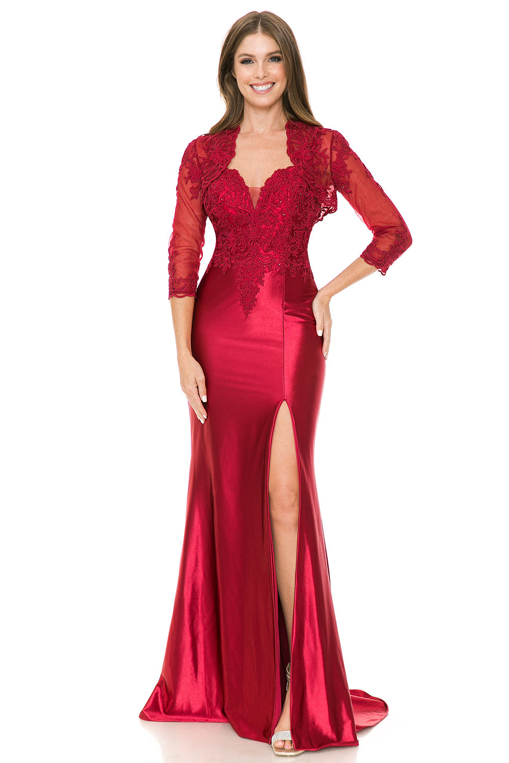 Sweetheart Embroidered Formal Dress with Jacket by Lenovia 8175