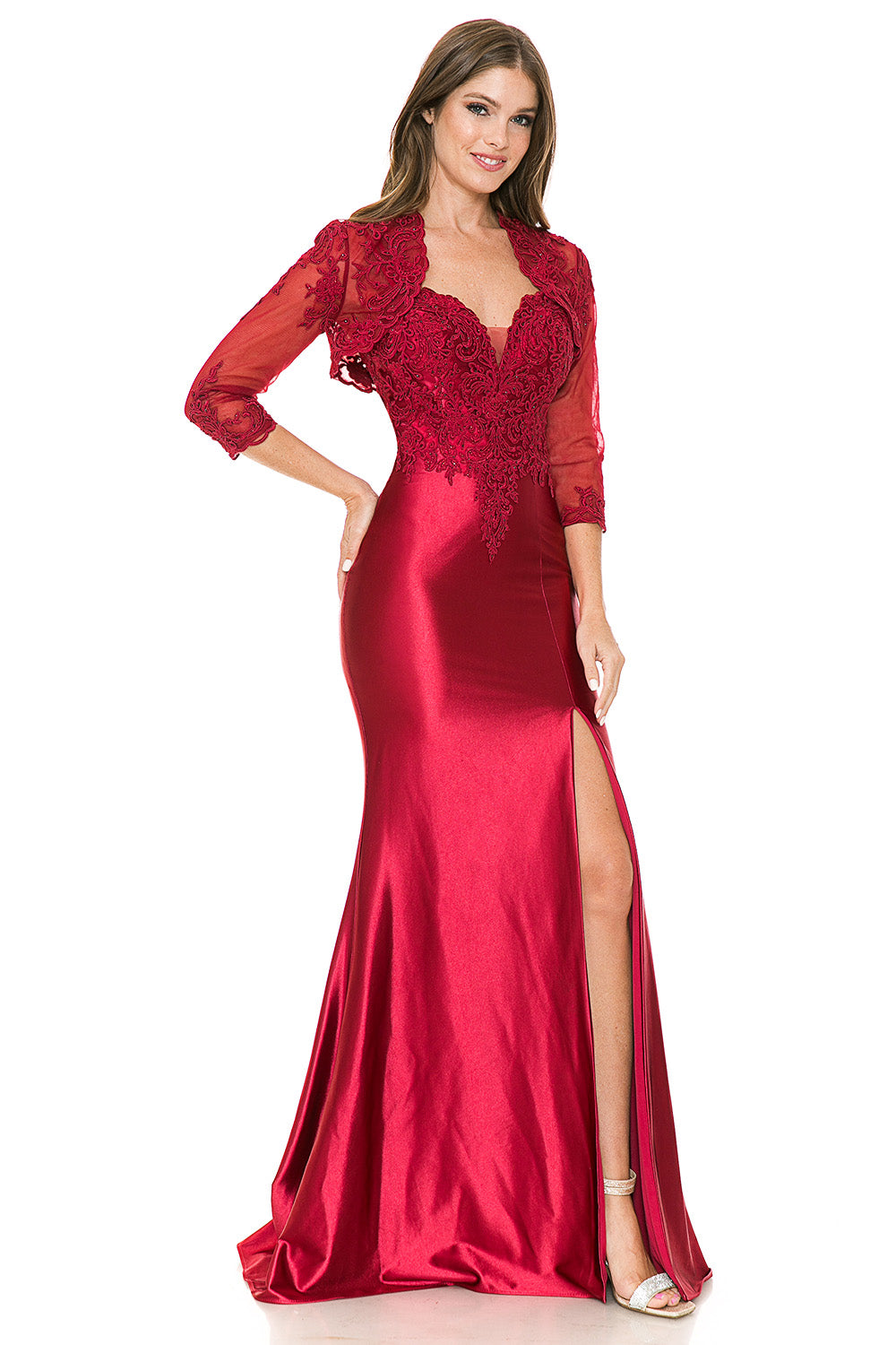 Sweetheart Embroidered Formal Dress with Jacket by Lenovia 8175