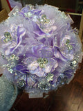 bouquet with rhinestone butterfly accents for quinceanera or wedding – www.snkdress.com