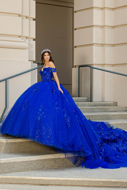 Royal blue off shoulder Quince PQ1028