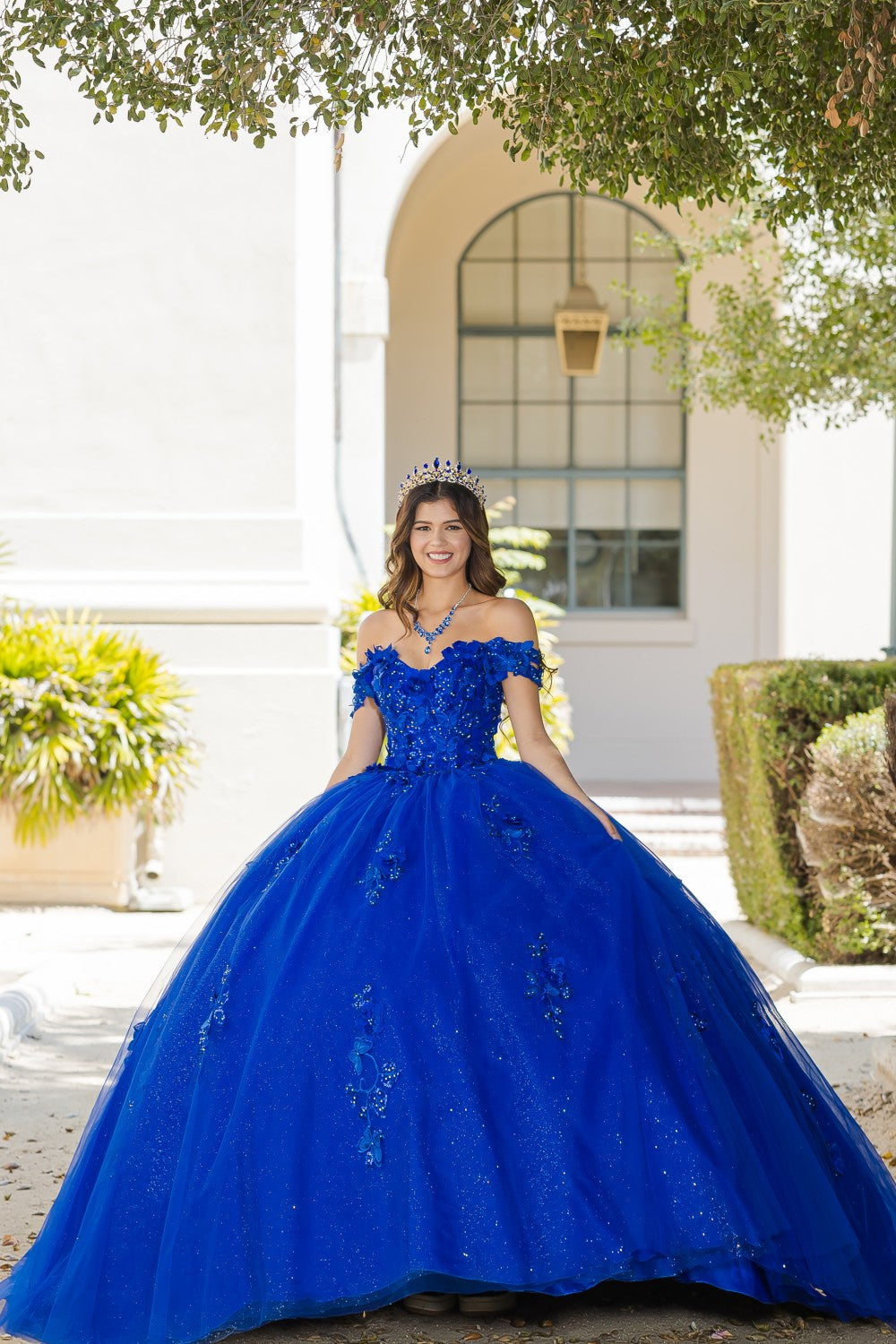 Royal blue off shoulder Quince PQ1028