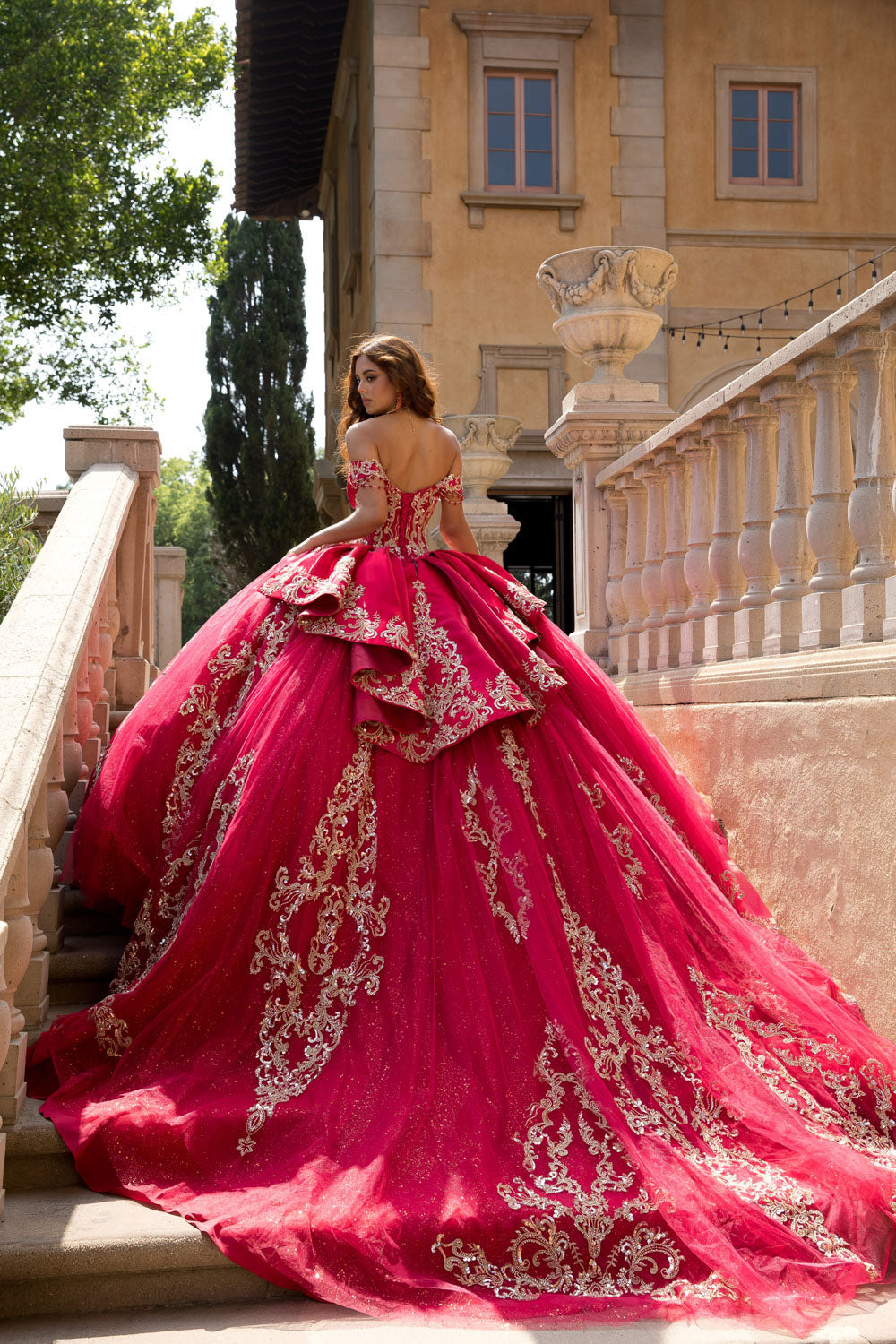 Sparkle Enchantment Gown by bella princess PQ1086 Deep Red / L