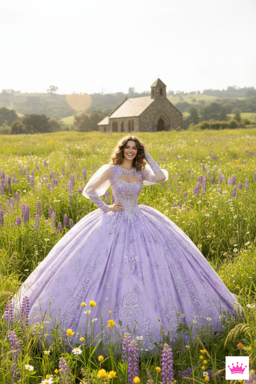 quinceanera ball gown dress Lilac Bella Princess Couture PQ1097 www.snkdress.com