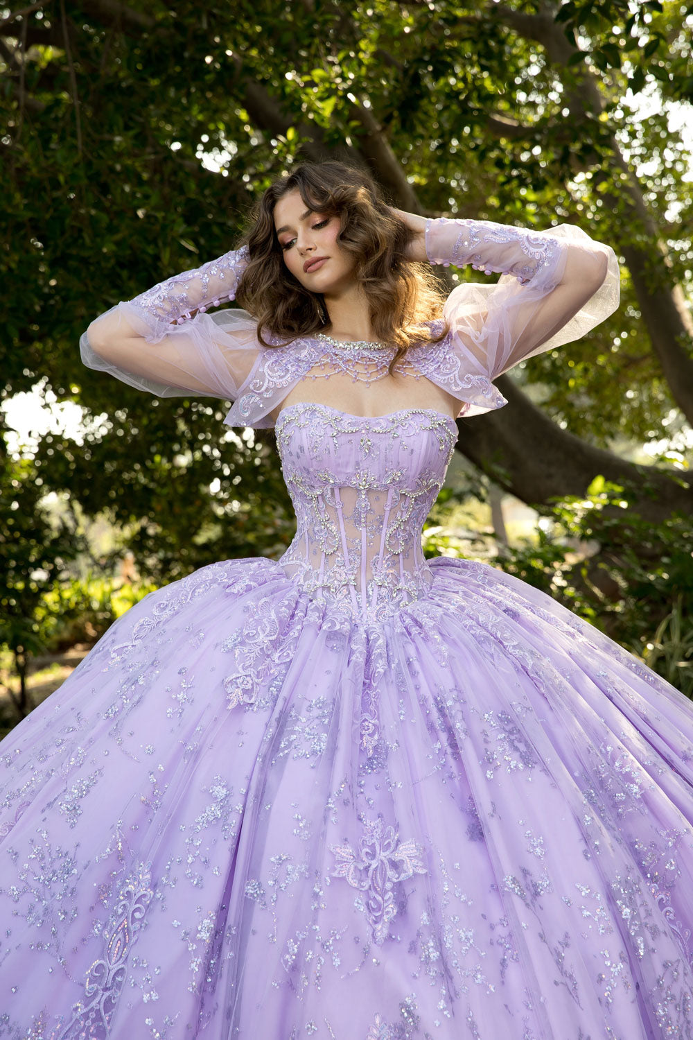 Elegant Lace Bloom Quince Ball Gown by Petite Adele PQ109722