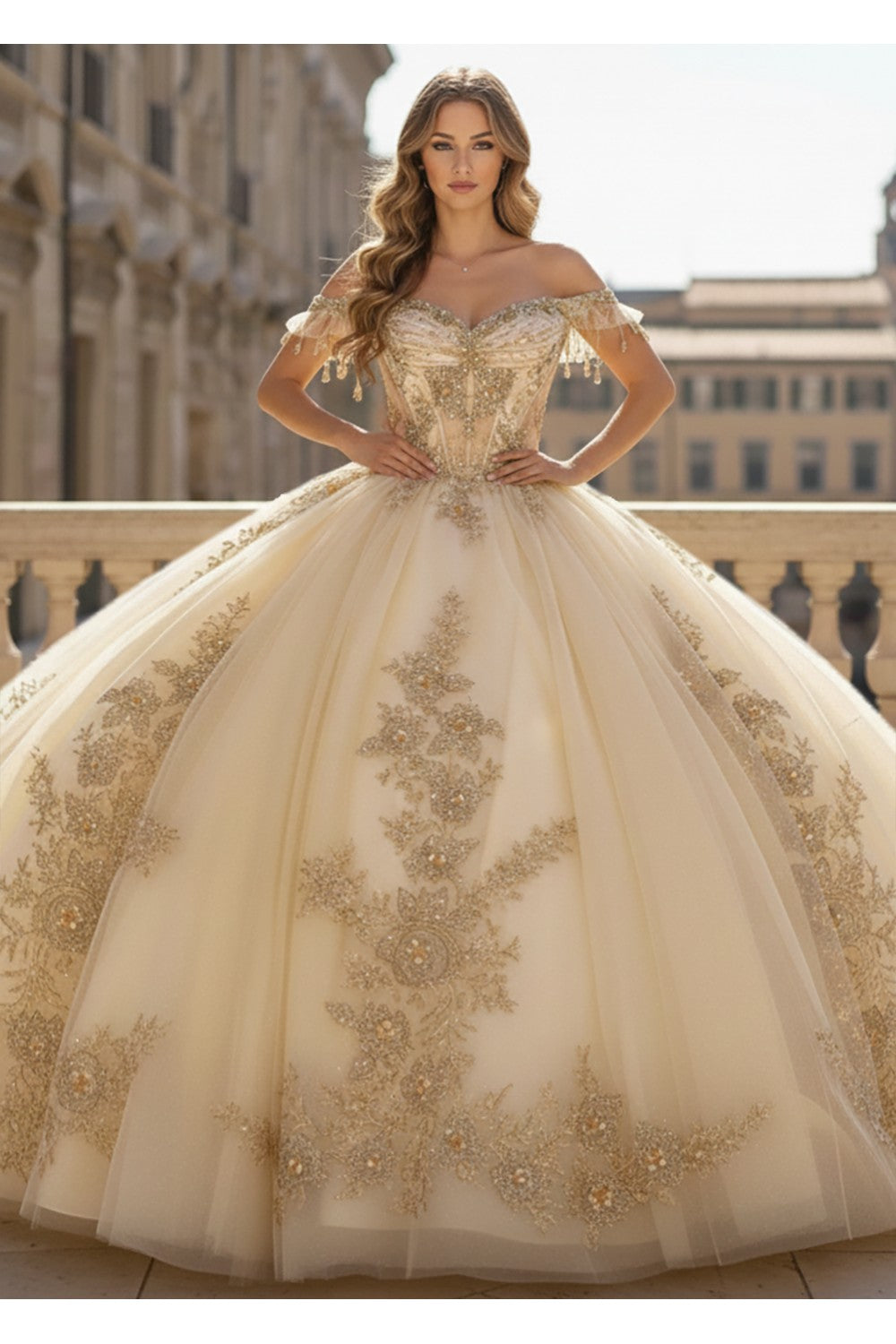 Back view quinceanera gown by Bella Princess Couture style PQ1108 | www.snkdress.com