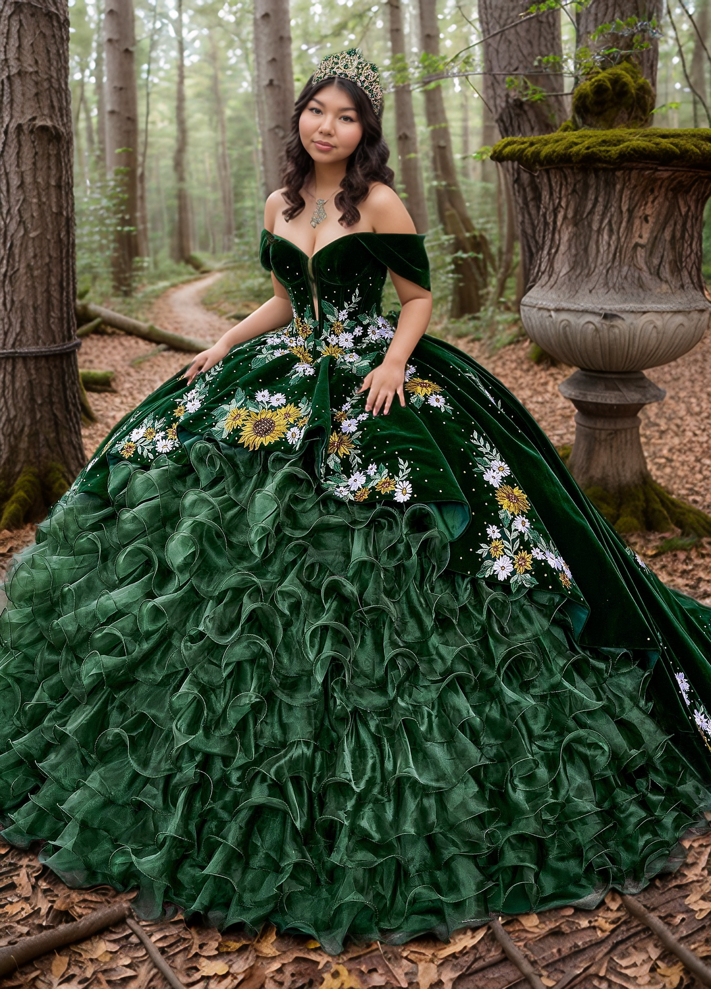 3D Flower Embroidery Ball Gown By Elizabeth K GL 3105