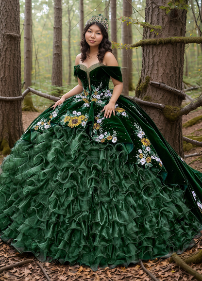 3D Flower Embroidery Ball Gown By Elizabeth K GL 3105