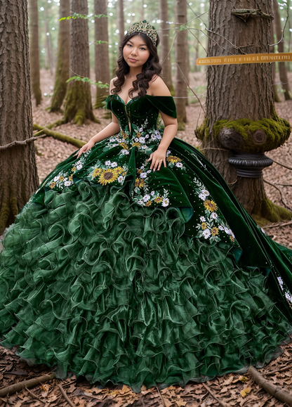 3D Flower Embroidery Ball Gown By Elizabeth K GL 3105