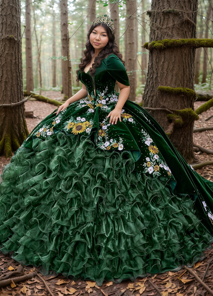 3D Flower Embroidery Ball Gown By Elizabeth K GL 3105