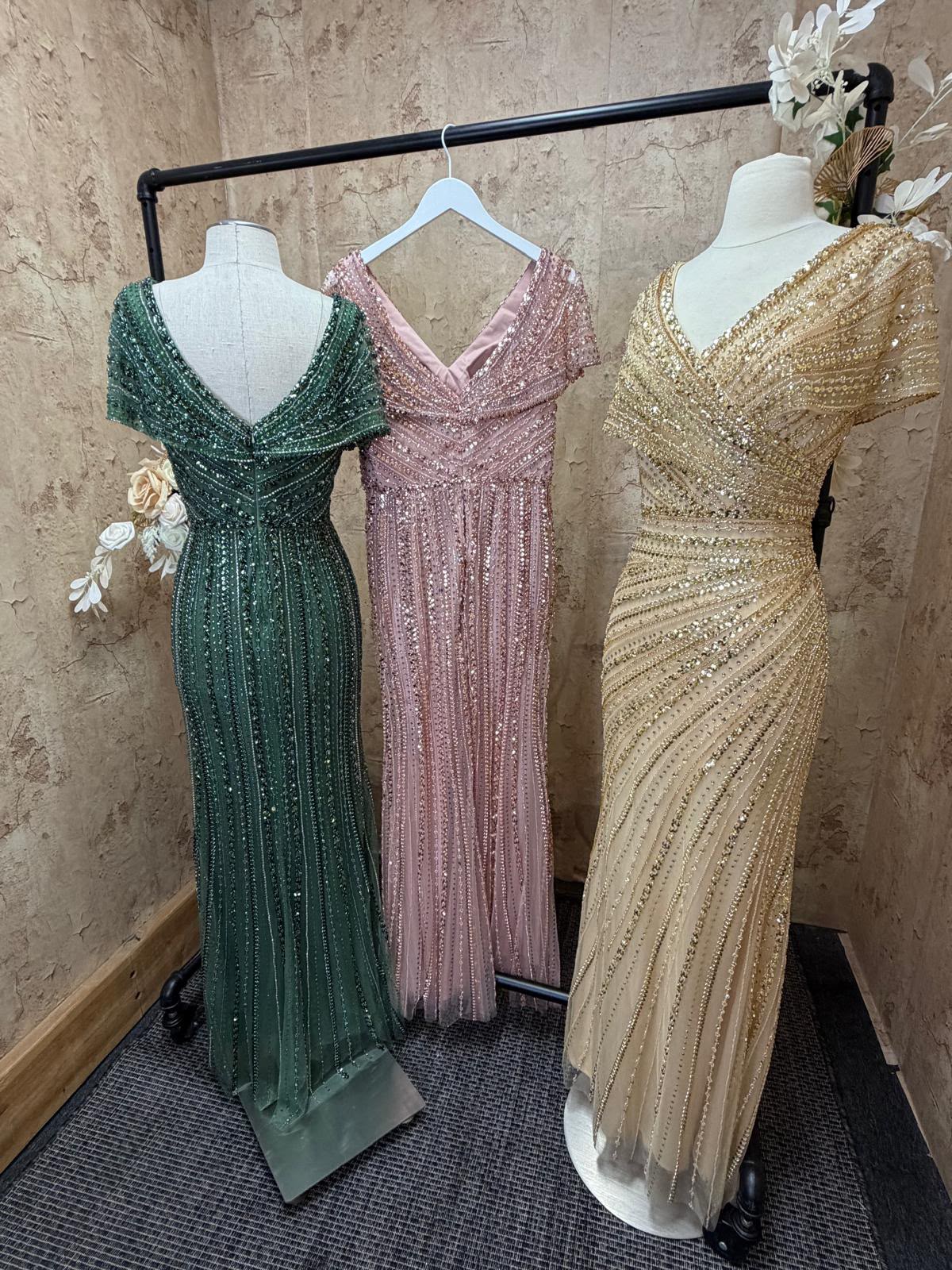 V-Neck Beaded Mermaid Gown by Lee Collection 50534161