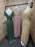 V-Neck Beaded Mermaid Gown by Lee Collection 50534161