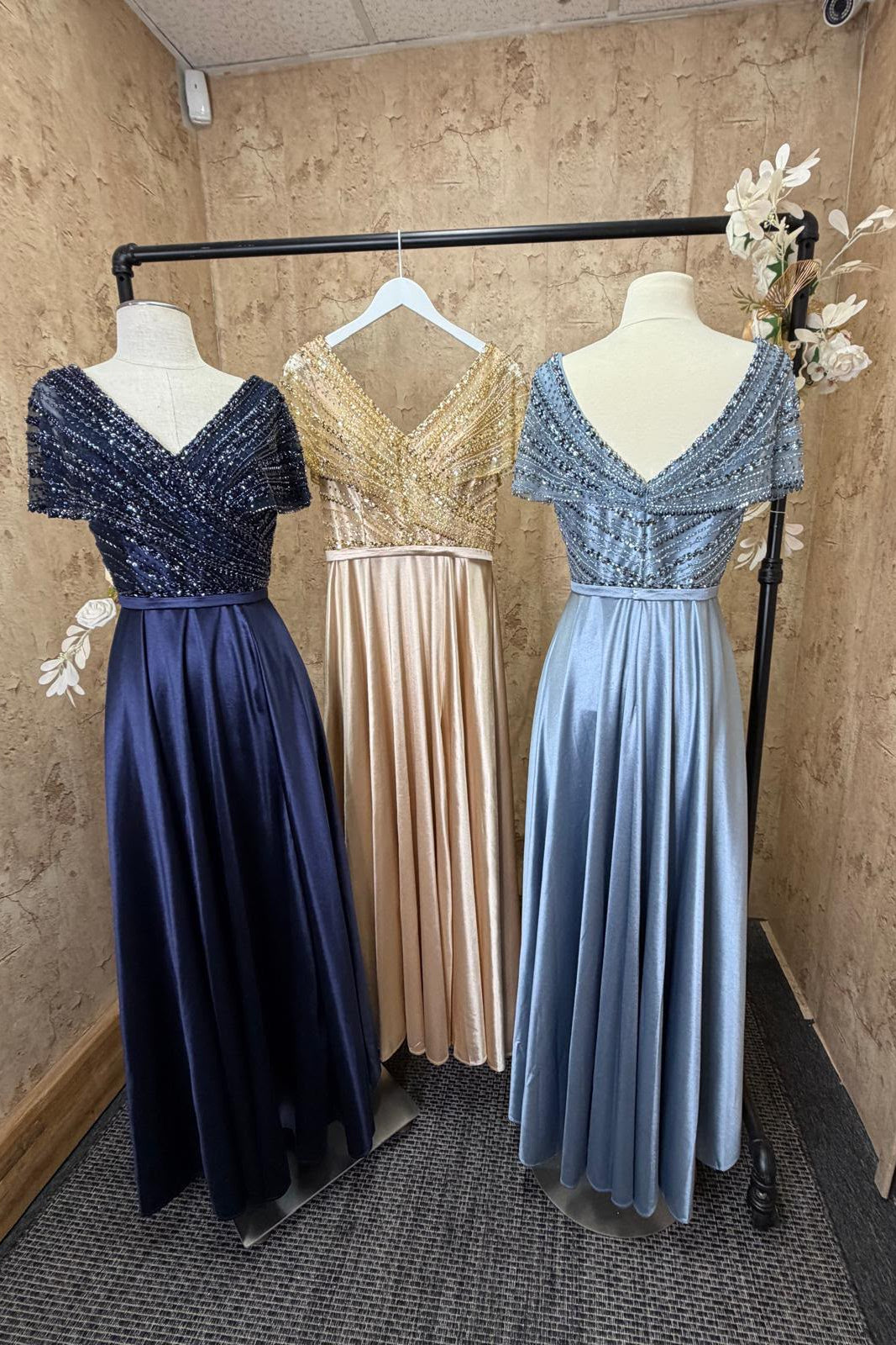 V-Neck Beaded A-Line Gown by Lee Collection 5053398