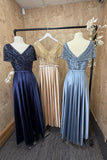 V-Neck Beaded A-Line Gown by Lee Collection 5053398