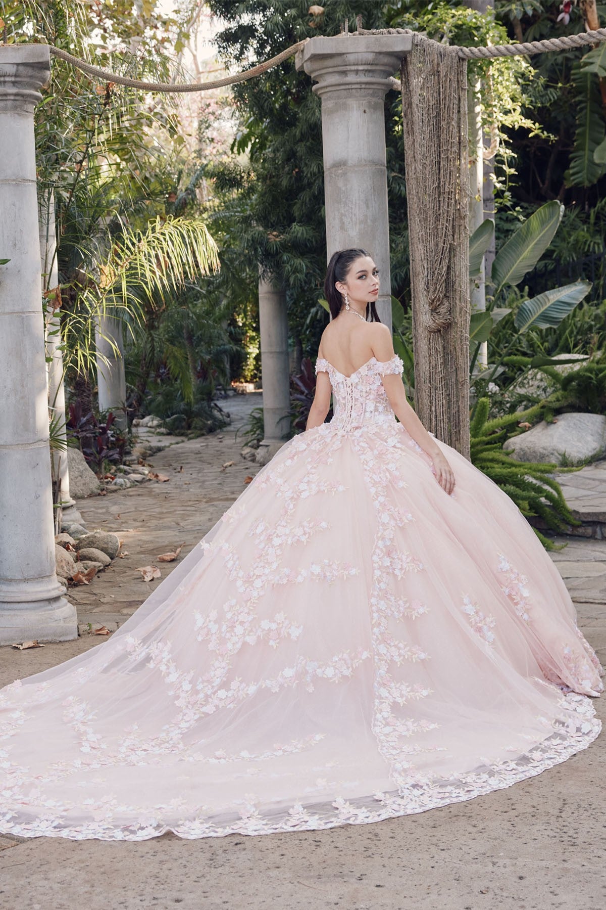 3D Floral Off-The-Shoulder Quinceanera Gown by Juliet 1460JT