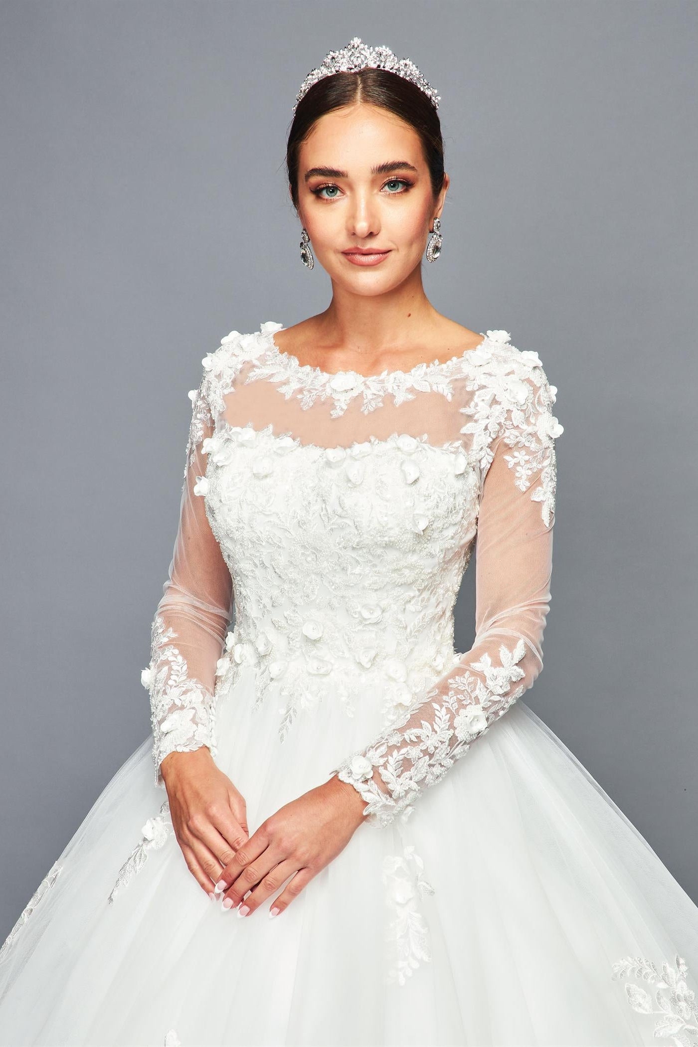 Illusion Boat Neck Ball Gown by Bridal 46996