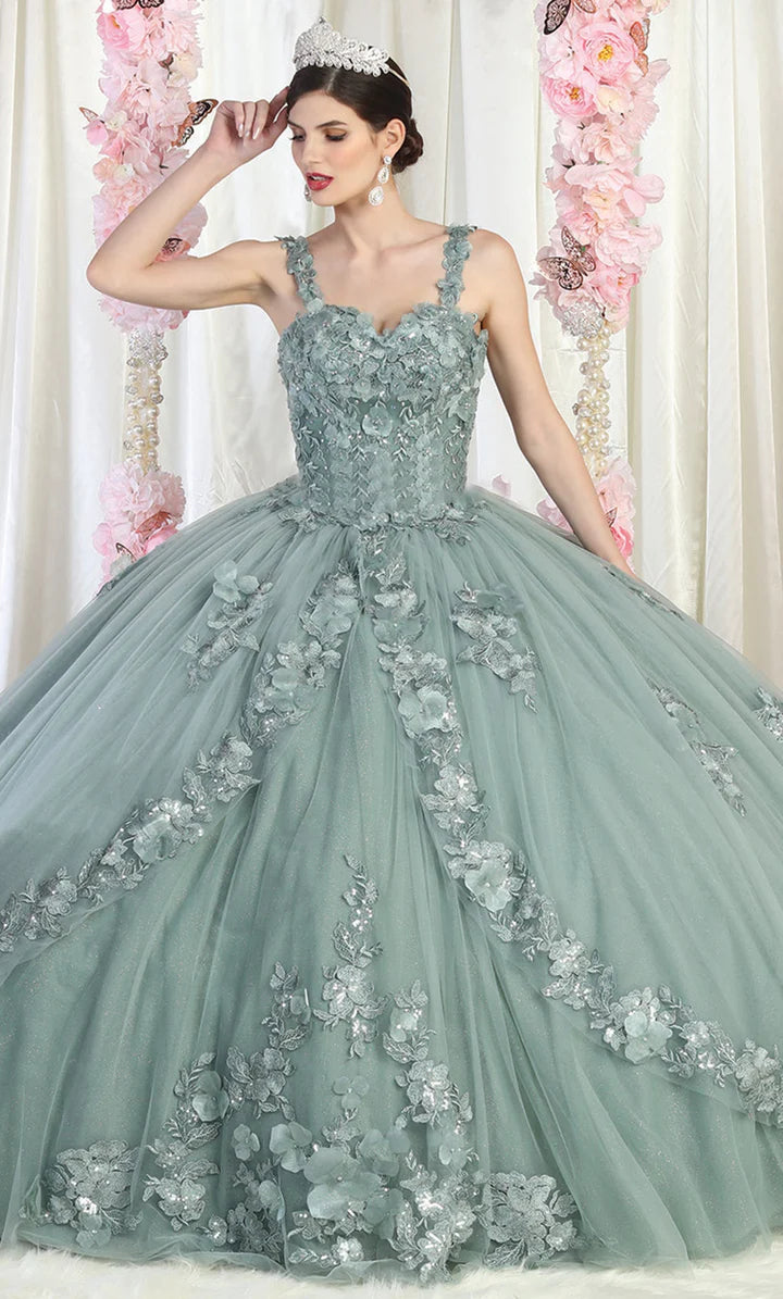 3D Floral Appliques Ball gown By May Queen LK159