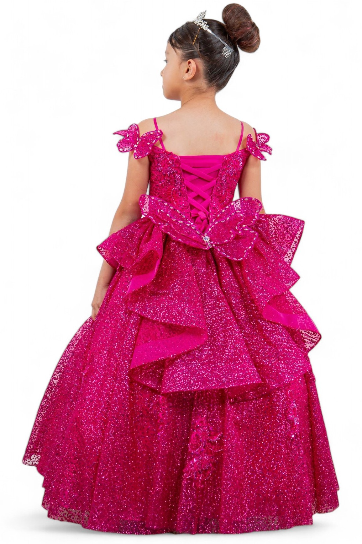 Off-the-shoulder ball gown with long sleeves for girls by-BLISS 8120x