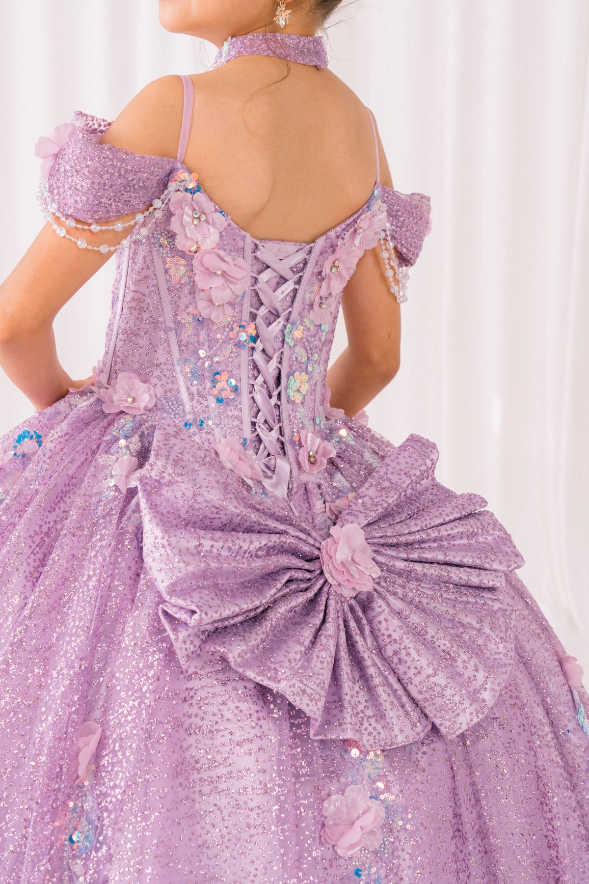 Off-Shoulder Glitter Ball Gown by Bliss  8415151
