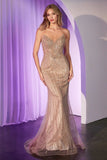Sequin Strapless Fitted Dress by Ladivine CC416