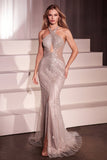 
Ladivine CC427 fitted halter keyhole beaded gown - www.snkdress.com