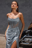 Strapless Sweetheart Evening Gown by Cinderella Couture style CC463 Smoky Blue | www.snkdress.com