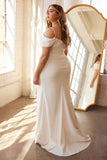 Off Shoulder Crepe Trumpet Gown with Slit  by Ladivine KV1057WC