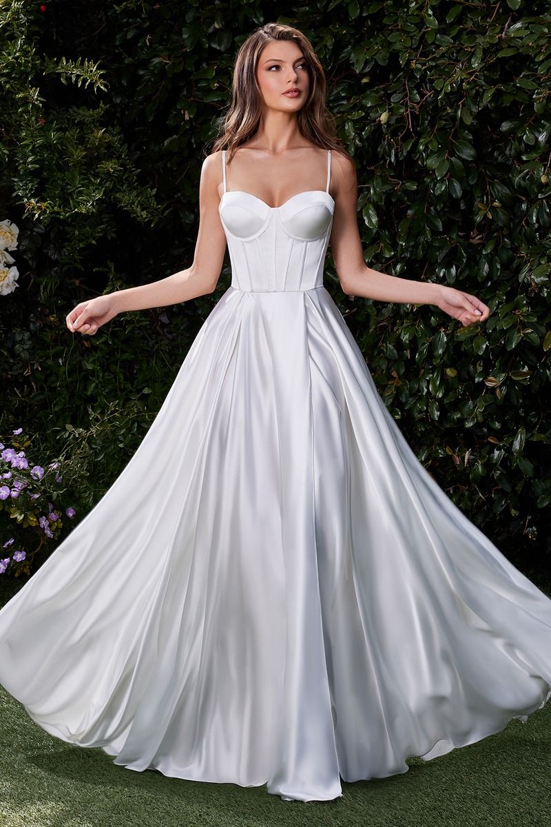 Satin Corset A-Line Gown by Ladivine CD337W