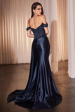 Off-The-Shoulder Lace & Satin Fitted Gown by Ladivine CD803