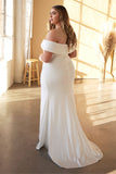 This off-white stretch satin gown By Ladivain cd930C