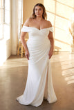 This off-white stretch satin gown By Ladivain cd930C