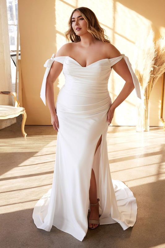 PLUS SIZE TIE SLEEVE PLEATED MERMAID  By Ladivine cd944wc