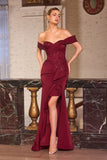 Off-the-shoulder beaded fitted gown by Ladivine style CM387