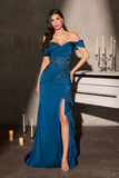 Off-the-shoulder beaded fitted gown by Ladivine style CM387