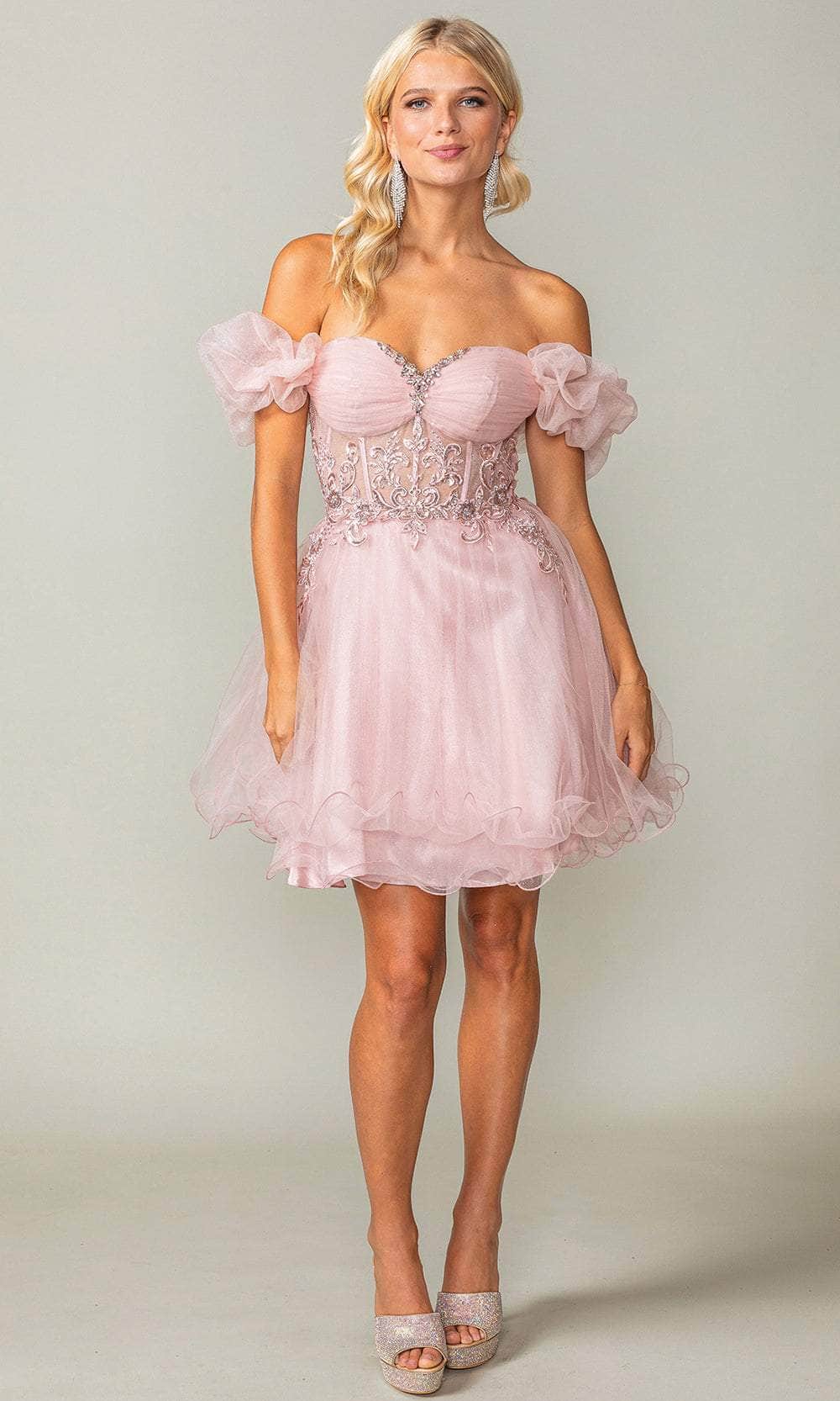 Puff Sleeve Short Tulle Dress by Dancing Queen 3379