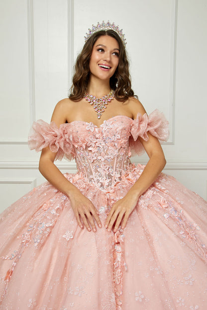 3D Floral Off-Shoulder Quince Gown by Bella Princess Couture PQ1064