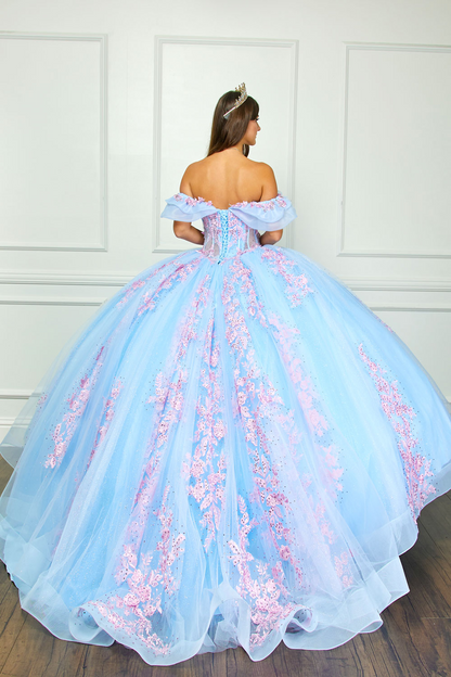 Off The Shoulder  Floral Embroidered  by Bella Princess Couture PQ1067