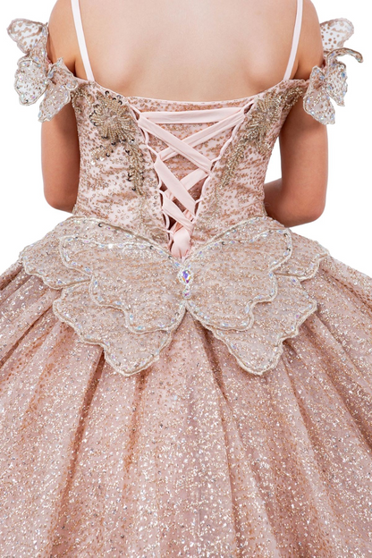 Off-the-shoulder ball gown with long sleeves for girls by-BLISS 8120x