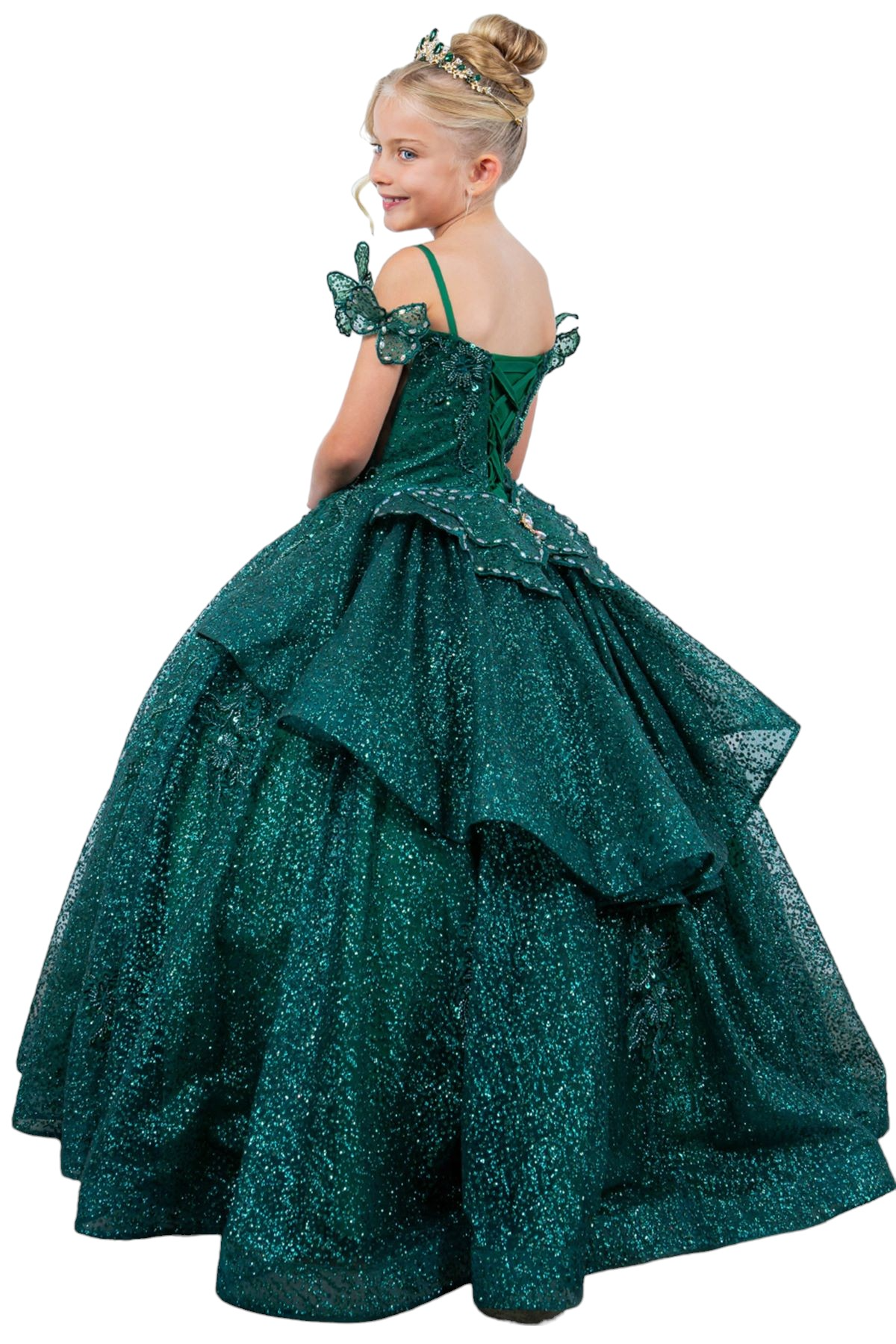 Off-the-shoulder ball gown with long sleeves for girls by-BLISS 8120x