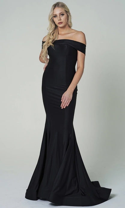 Off-the-Shoulder Sleek Simple  Long  Dress By Amelia Couture 373