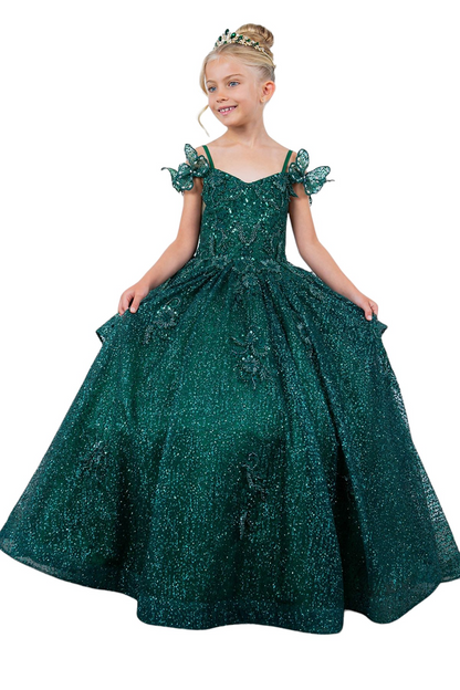 Off-the-shoulder ball gown with long sleeves for girls by-BLISS 8120x